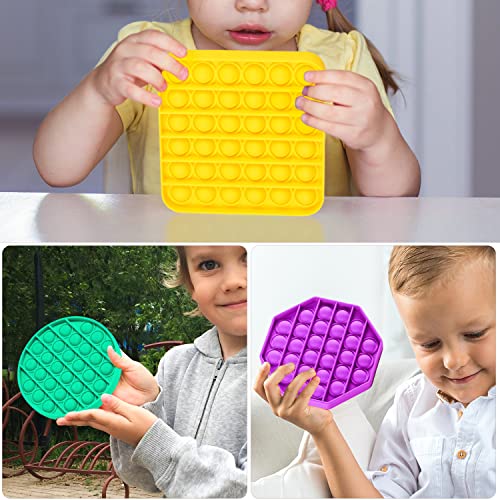 Push Pop Bubble Fidget Sensory Toy - for Autism, Stress, Anxiety - Kids and Adults (Rainbow Square)