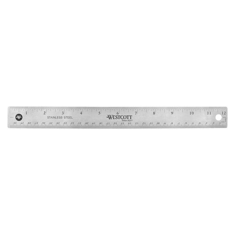 12" Stainless Steel Office Ruler With Non Slip Cork Base, Pack of 3