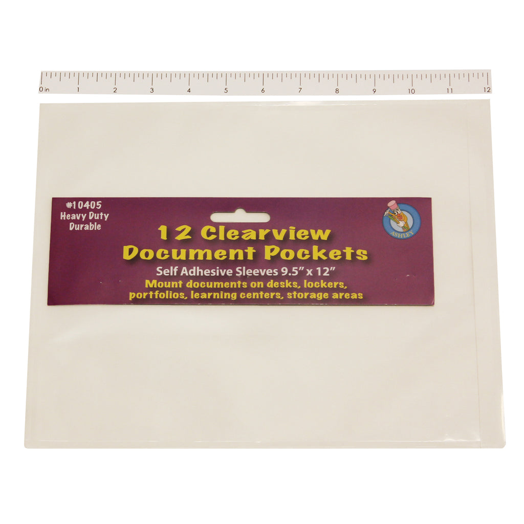 (3 Pk) Clr View Self-adhesive 12 Per Pk Document Pocket 9.5x12