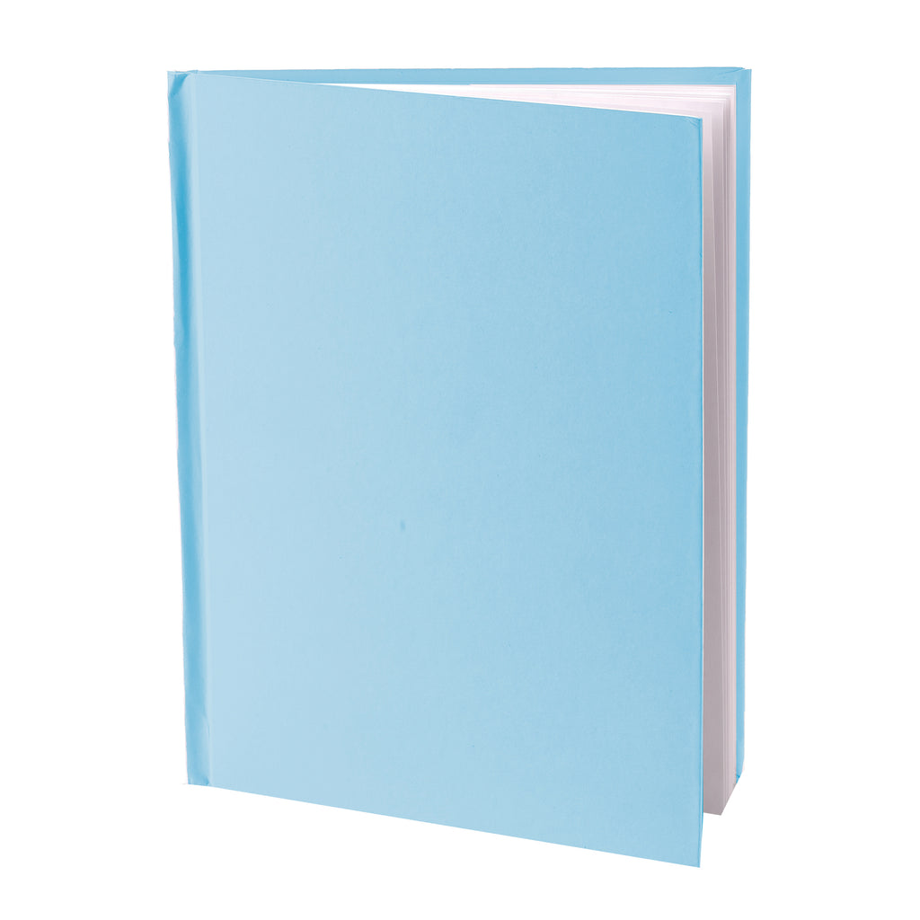 Blue Hardcover Blank Book, White Pages, 8"H x 6"W Portrait, 14 Sheets-28 Pages