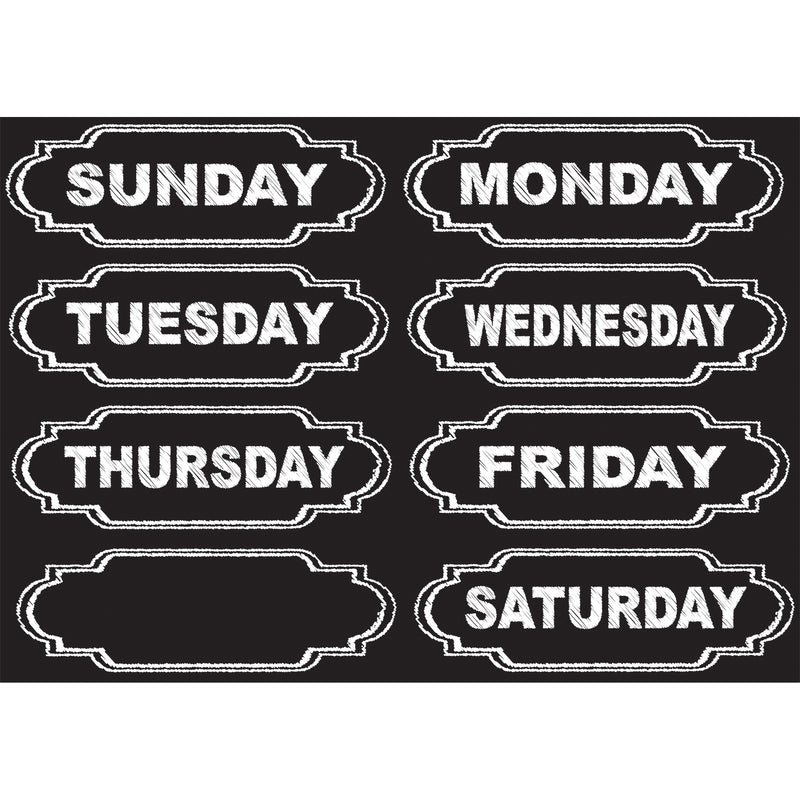 (6 Pk) Die-cut Magnets Chalkboard Days Of The Week