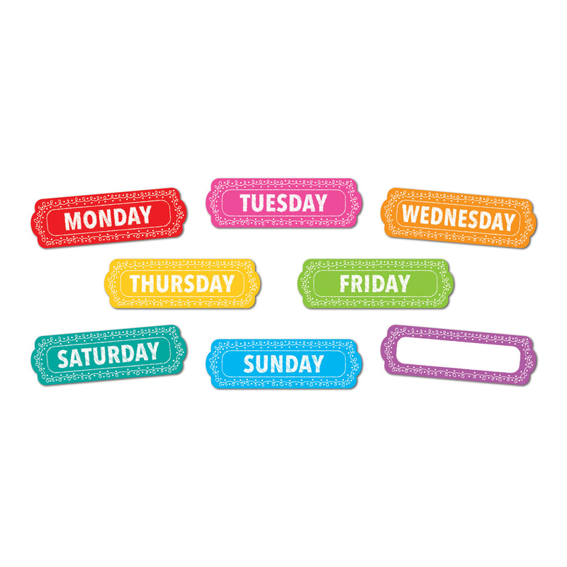 Magnetic Die-Cut Timesavers & Labels, Days of the Week, Chalk Loops, 8 Per Pack, 3 Packs