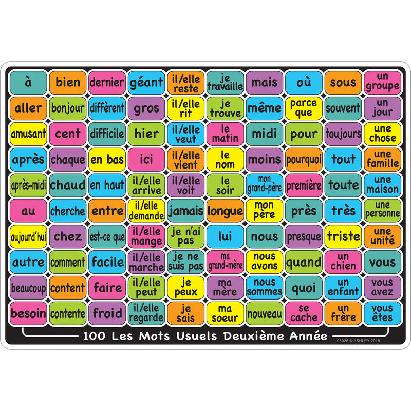 French Sight Word Gr 1-2 Mat 2 Side Write On Wipe Off