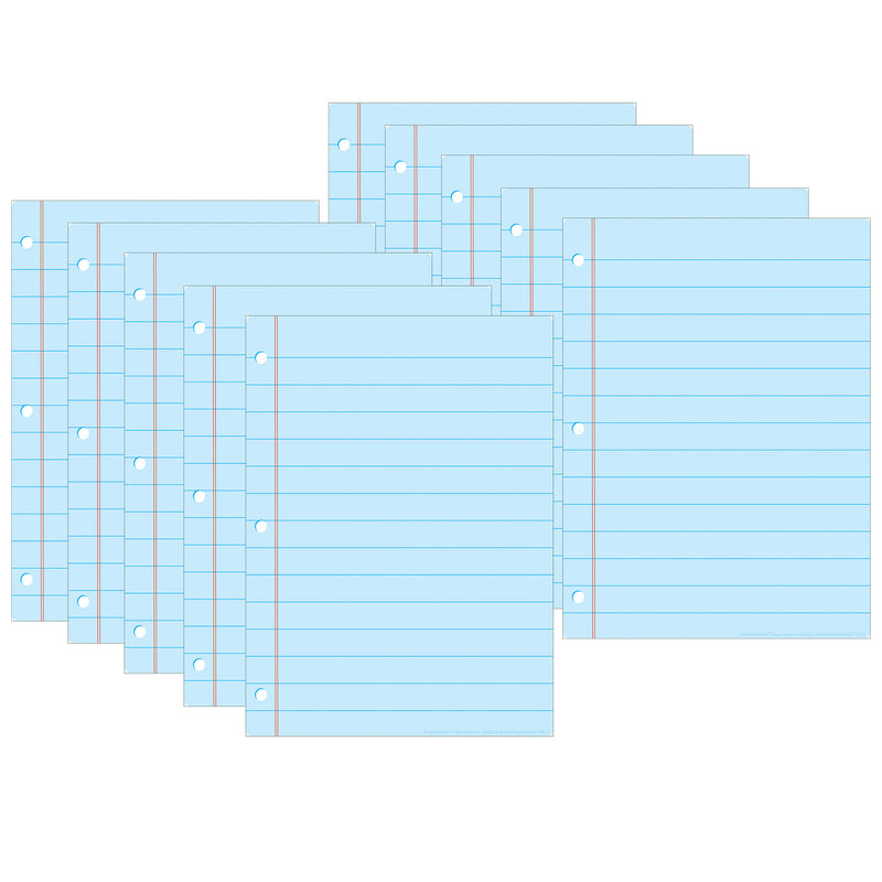 Smart Poly® PosterMat Pals™ Space Savers, 13" x 9-1-2", Blue Notebook Paper, Pack of 10