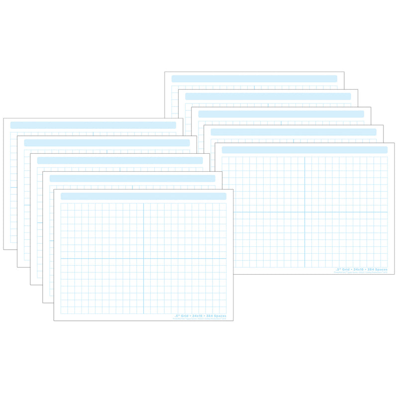 Smart Poly® PosterMat Pals™ Space Savers, 13" x 9-1-2", 1-2" grid Blocks 468 Blocks, Pack of 10