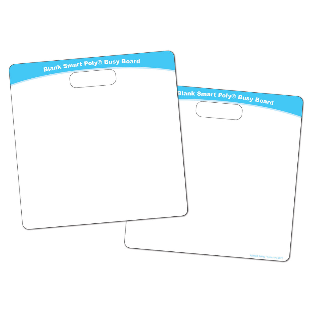 Smart Poly® Educational Activity Busy Board, Dry Erase with Marker, 10-3-4" x 10-3-4", Blank 2 Sides