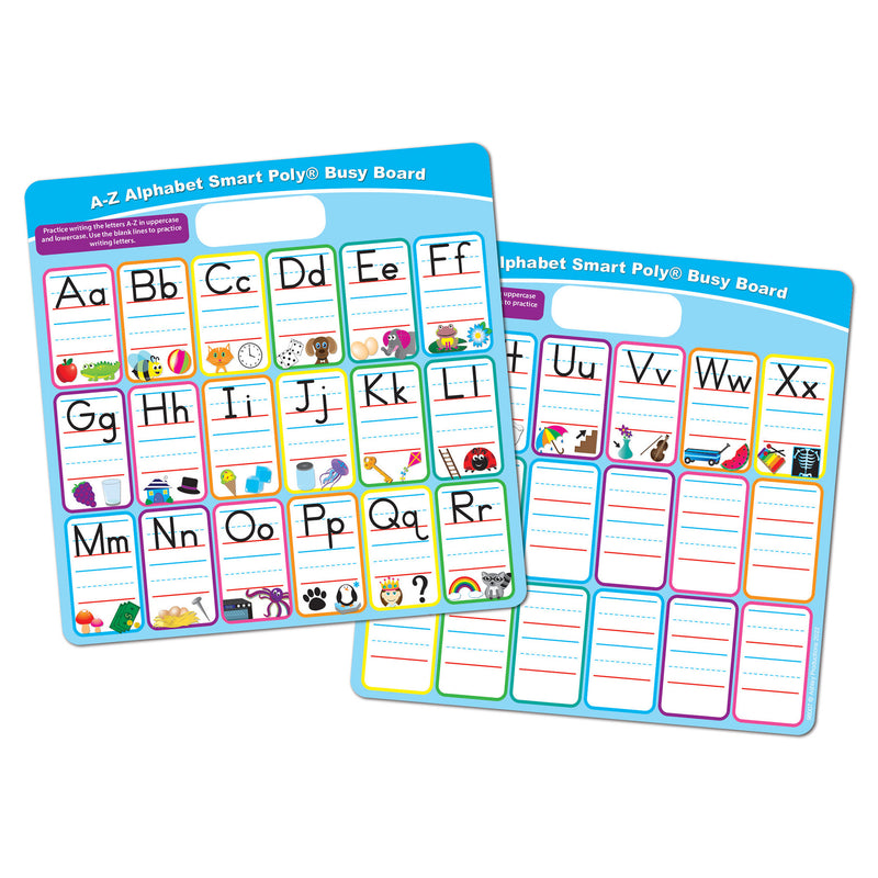 Smart Poly® Educational Activity Busy Board, Dry Erase with Marker, 10-3-4" x 10-3-4", ABC's Fill In