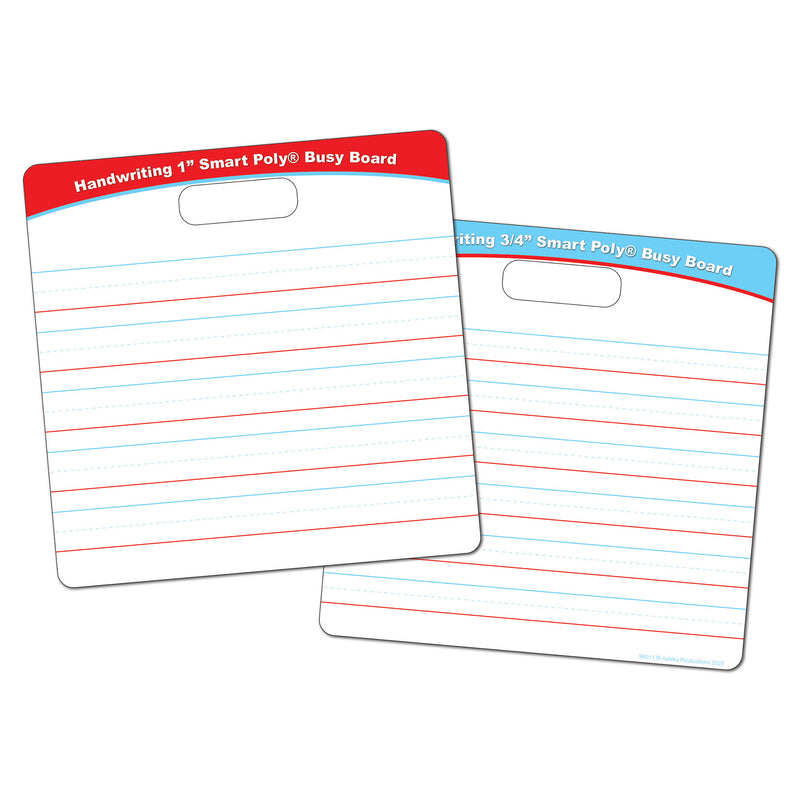 Smart Poly® Educational Activity Busy Board, Dry Erase with Marker, 10-3-4" x 10-3-4", 3-4" and 1" Practice Handwriting Lines