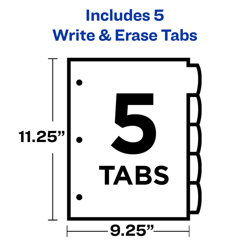 (3 Pk) 5 Tab Dividers W-pockets Translucent