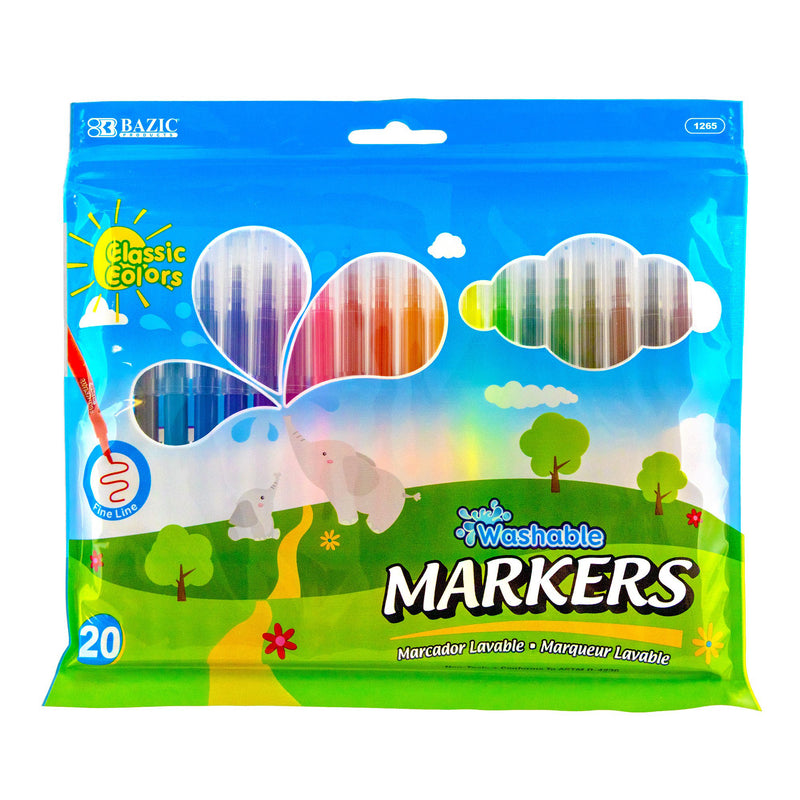 20 Colors Fine Line Washable Markrs