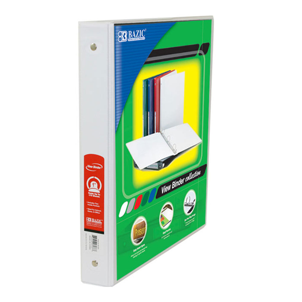 3 Ring Binder W- 2 Pockets 1in Wht