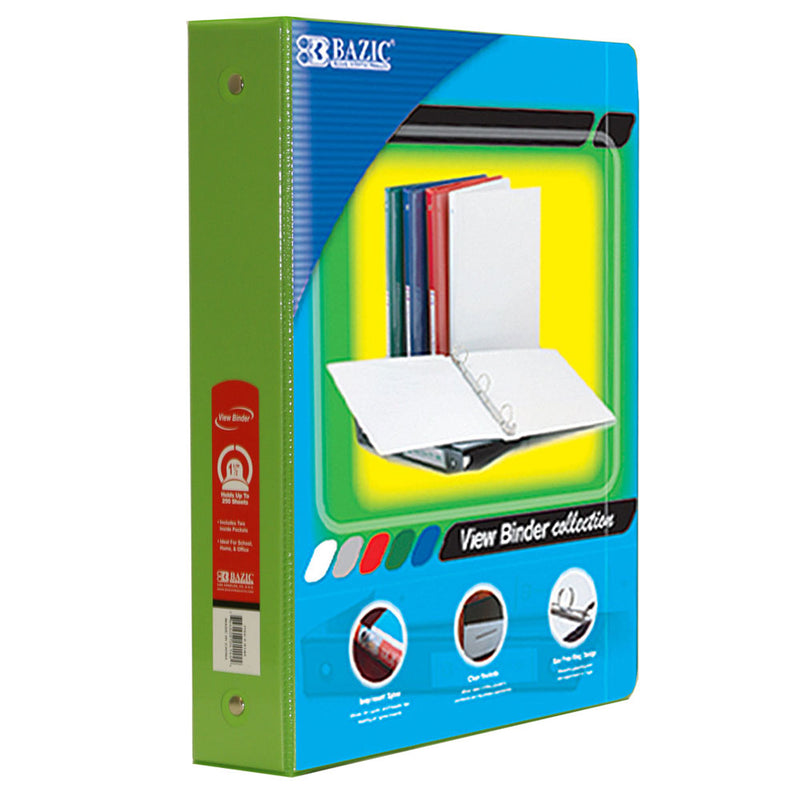 3ring Binder W- Pockts 1.5in Lime Green