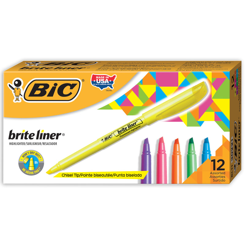 (2 Pk) 12-pk Asst Chisel Highlight Bic