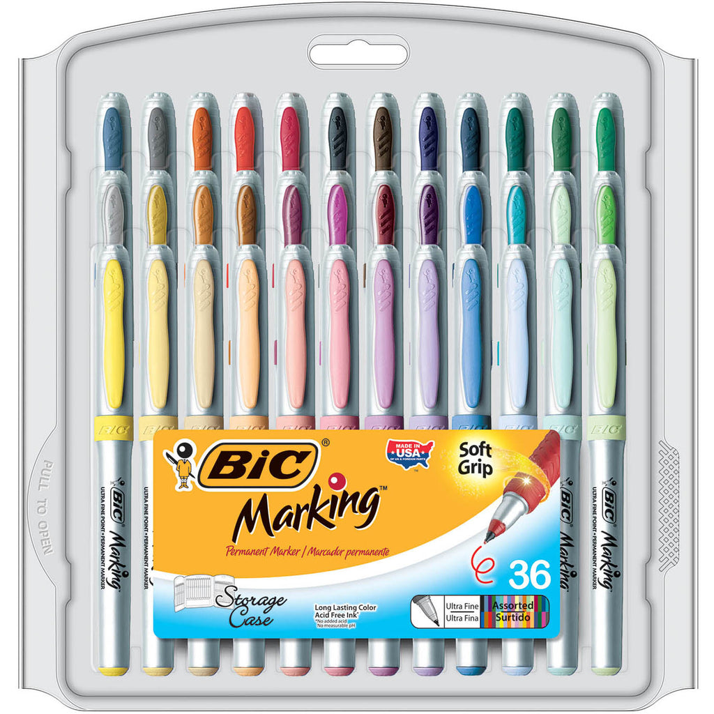 Bic Marking Permanent Markers 36pk Ultra Fine Point Asstd Color