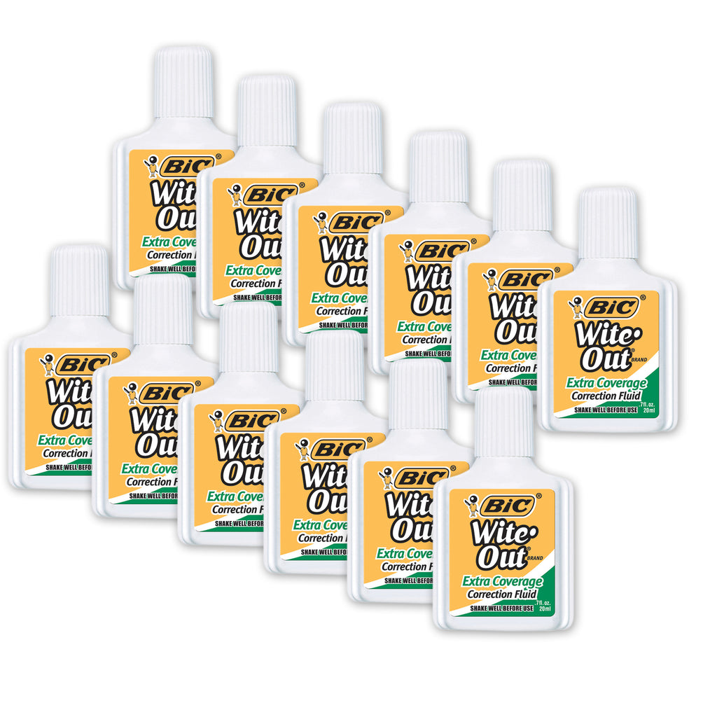 (12 Ea) Bic Wite Out Correction Fluid Extr Coverage