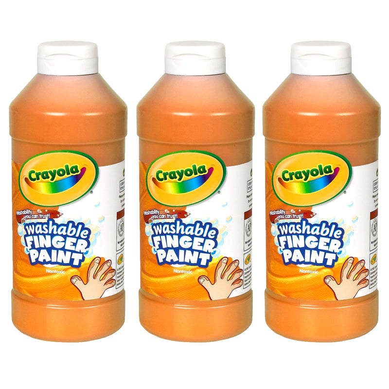 (3 Ea) Washable Fingerpaint 16oz Orange