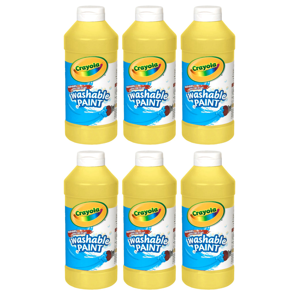 (6 Ea) Crayola Washable Paint 16 Oz Yellow