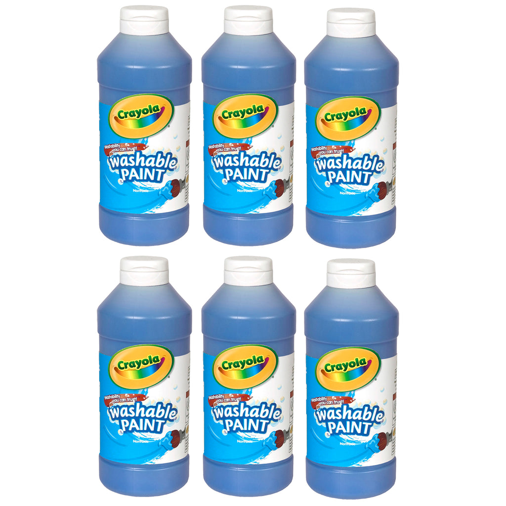 (6 Ea) Crayola Washable Paint 16 Oz Blue