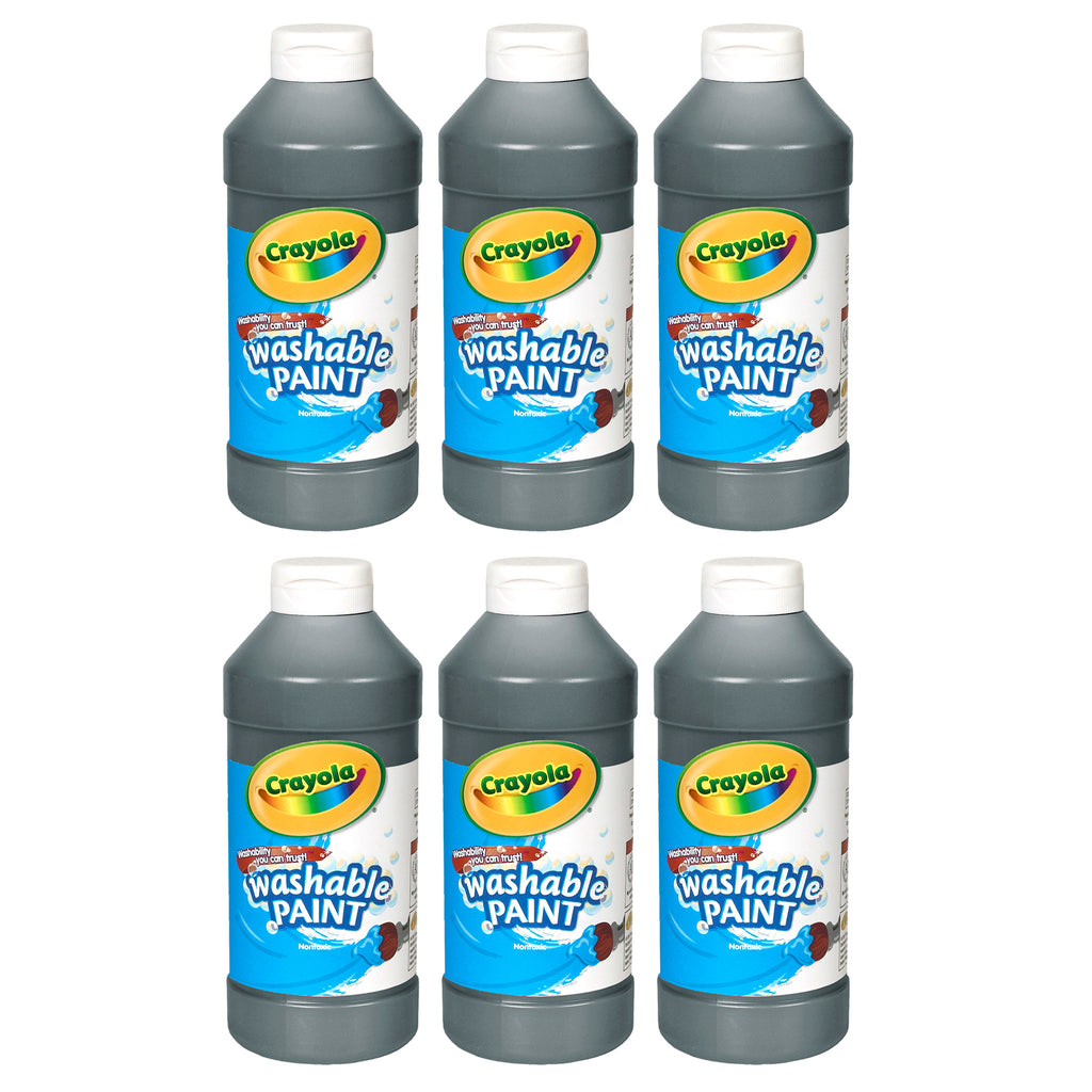 (6 Ea) Crayola Washable Paint 16 Oz Black