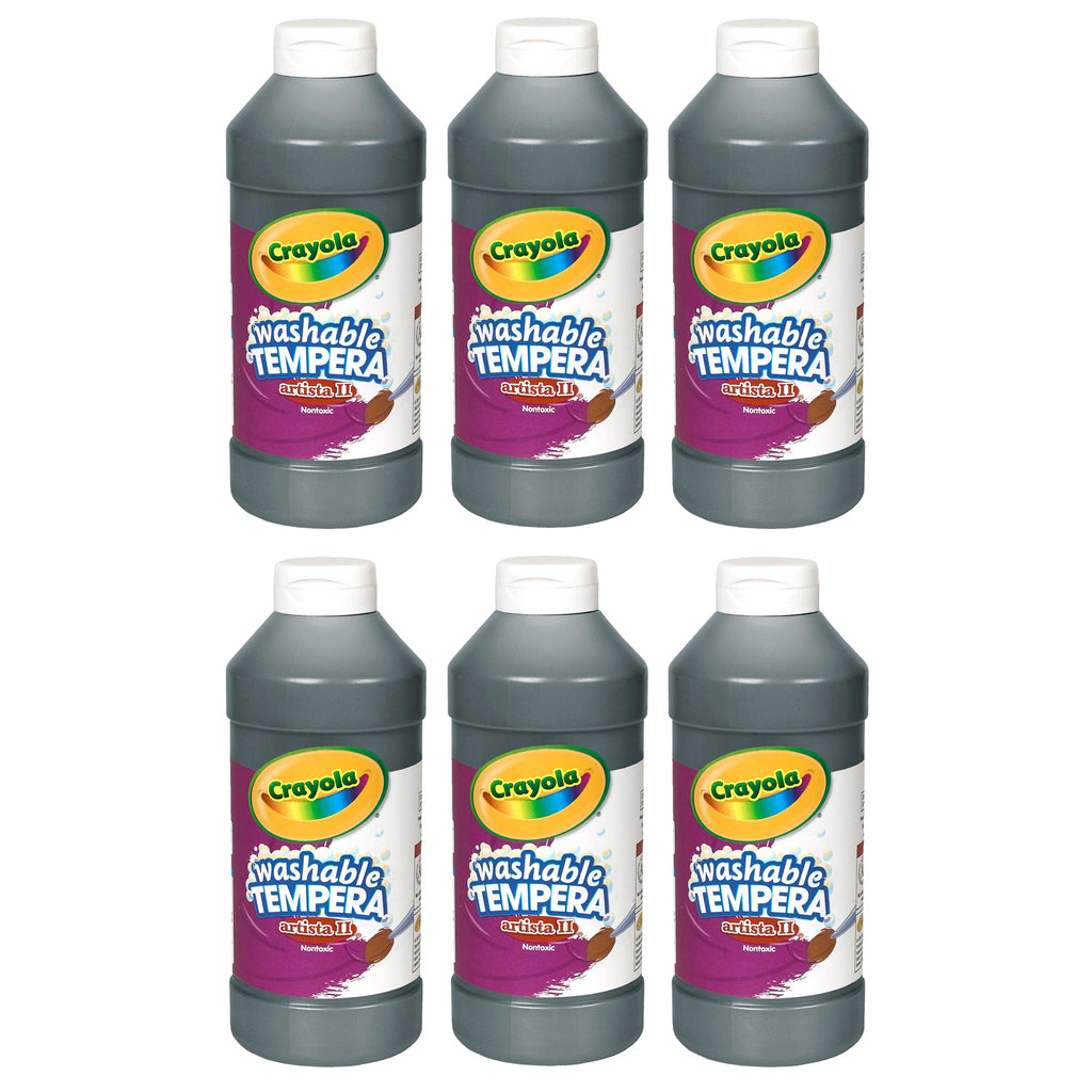 (6 Ea) Artista Ii Tempera 16 Oz Blk Washable Paint