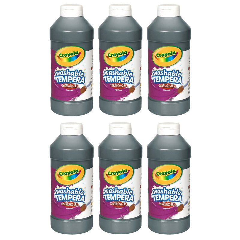(6 Ea) Artista Ii Tempera 16 Oz Blk Washable Paint
