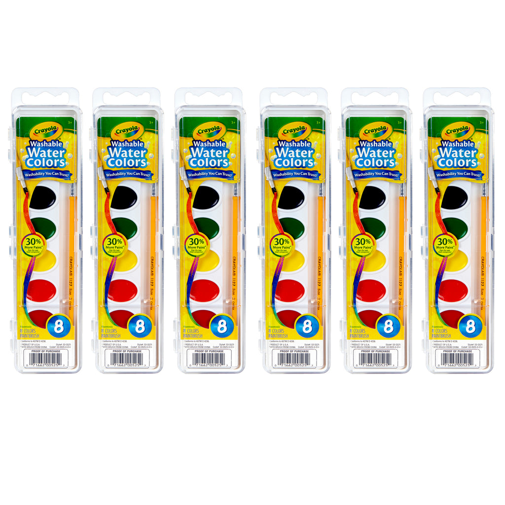 (6 Ea) Washable Watercolors 8ct W-b Rush