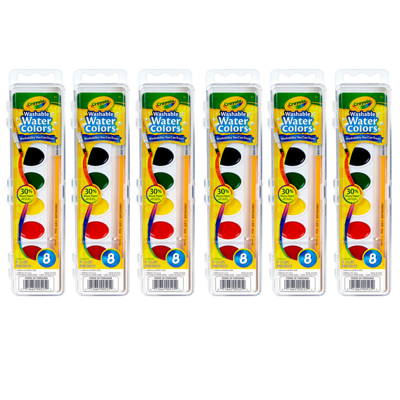 (6 Ea) Washable Watercolors 8ct W-b Rush