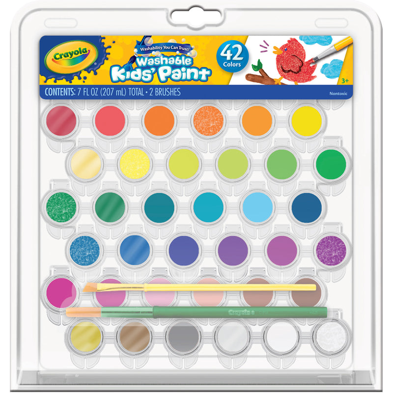 42ct Washable Paint Pots Set With Brushes & Case
