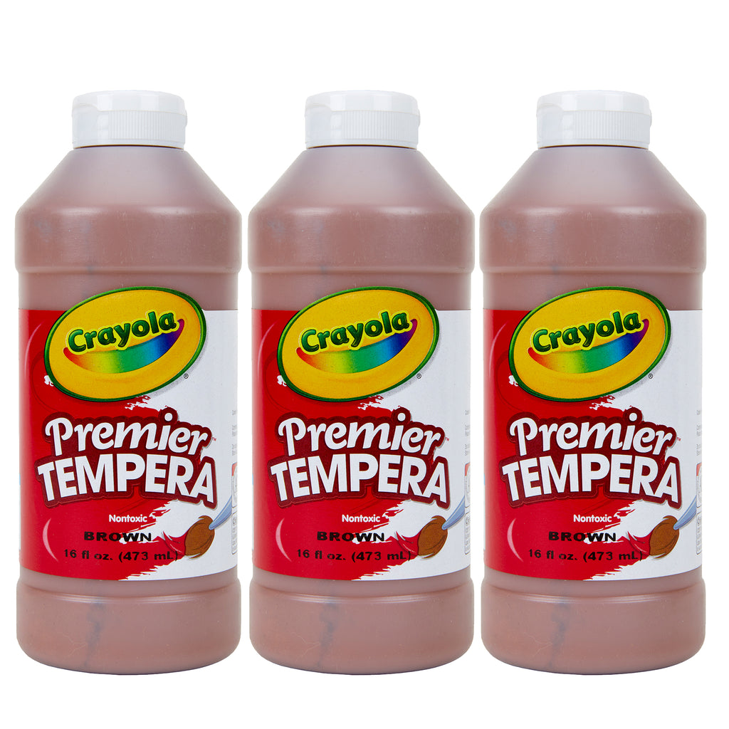 (3 Ea) 16oz Brown Premier Tempera Crayola