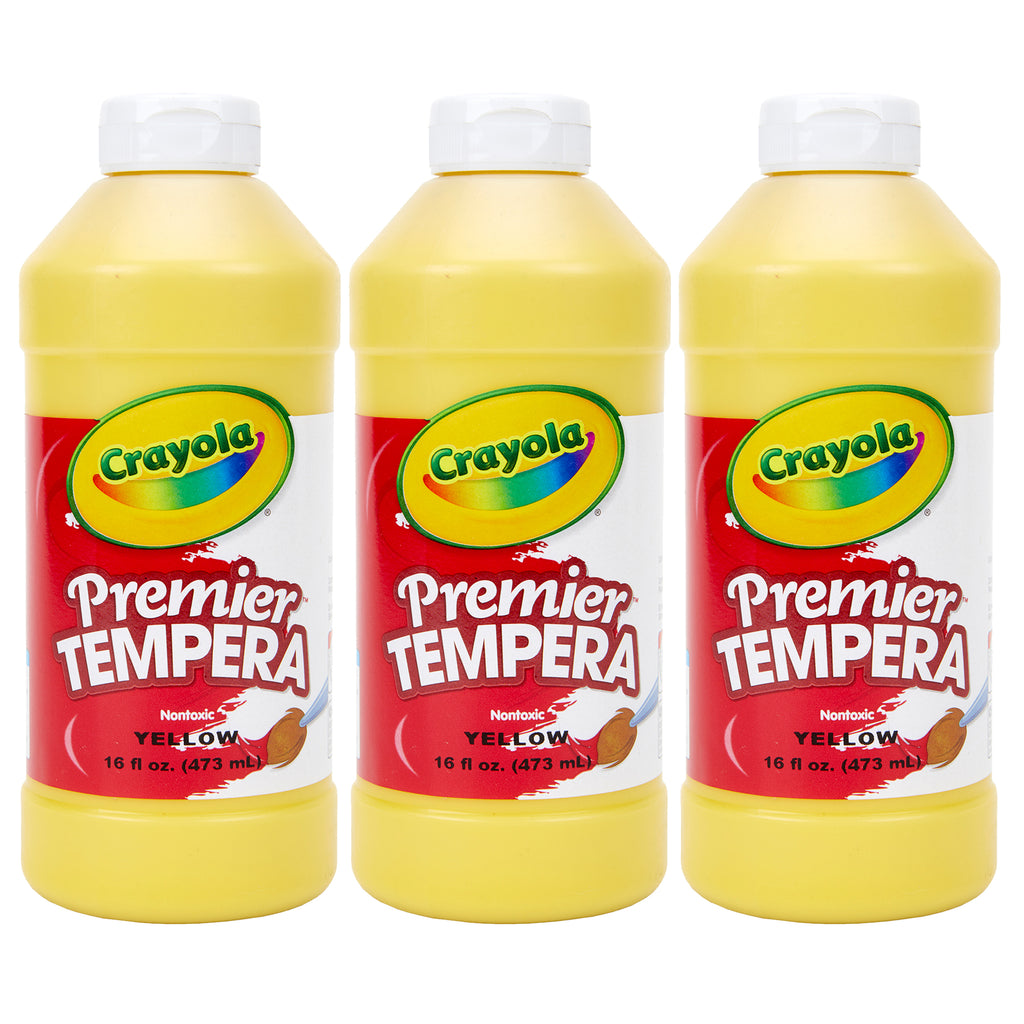 (3 Ea) 16oz Yellow Premier Tempera Crayola