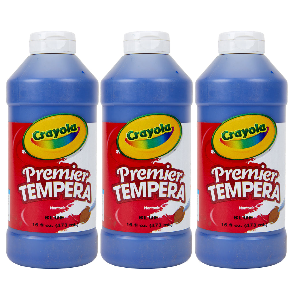 (3 Ea) 16oz Blue Premier Tempera Crayola