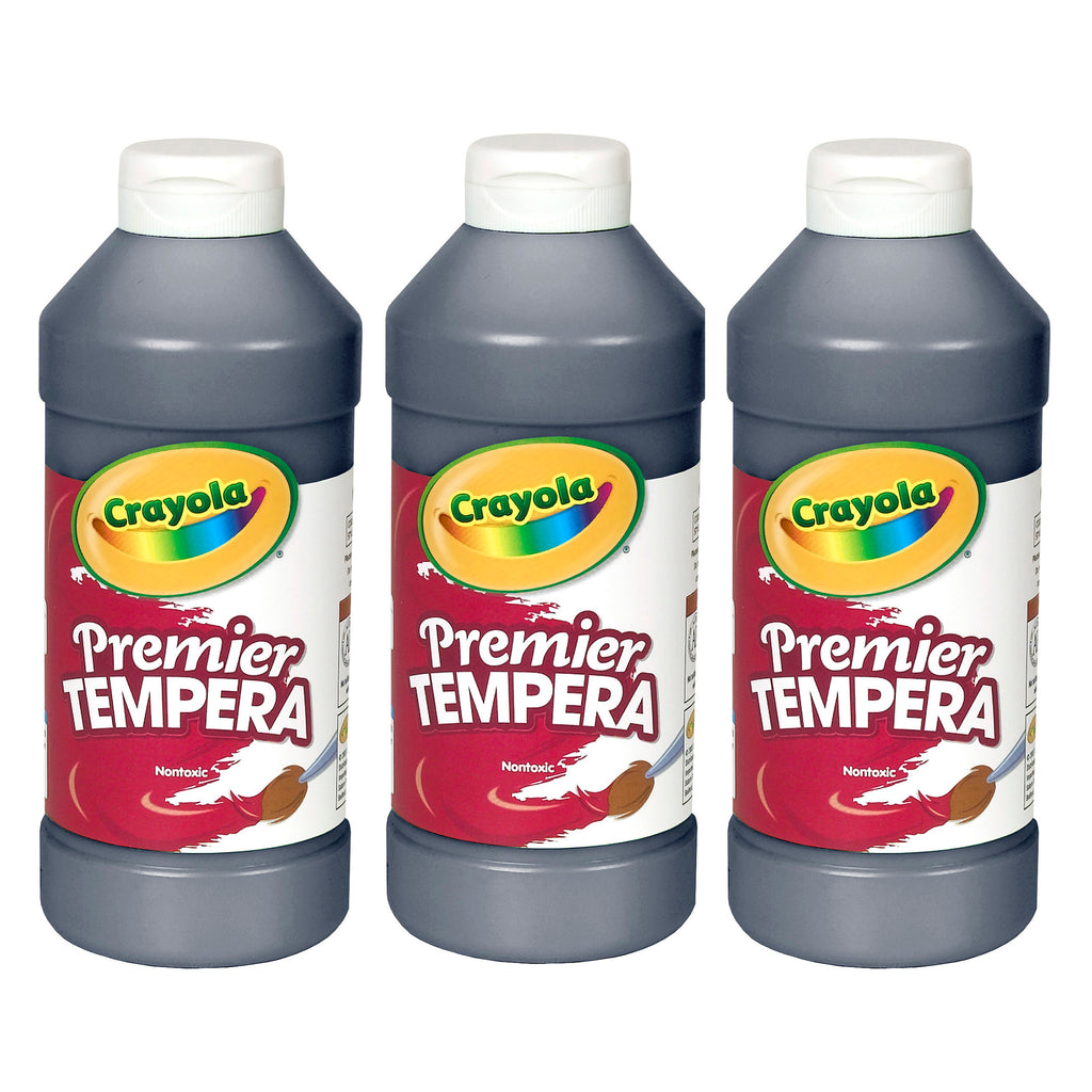 (3 Ea) 16oz Black Premier Tempera Paint Crayola