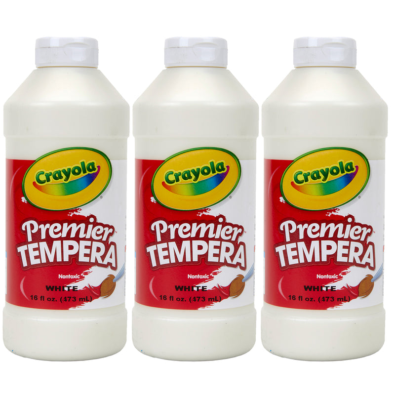 (3 Ea) 16oz White Premier Tempera Crayola