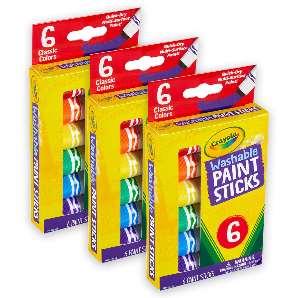 (3 Pk) Washable Paint Sticks 6 Clr Crayola