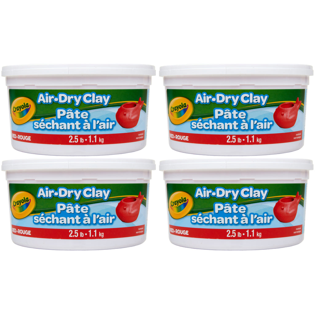 (4 Ea) 2.5lb Air Dry Clay Tub Red