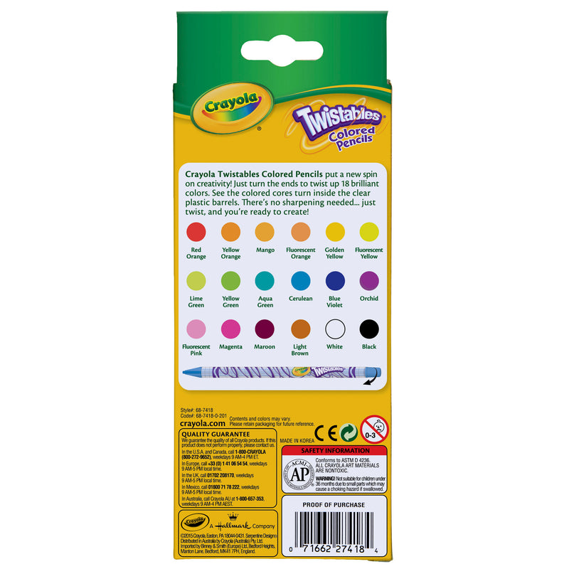 Crayola Twistables 18 Ct Colored Pencils