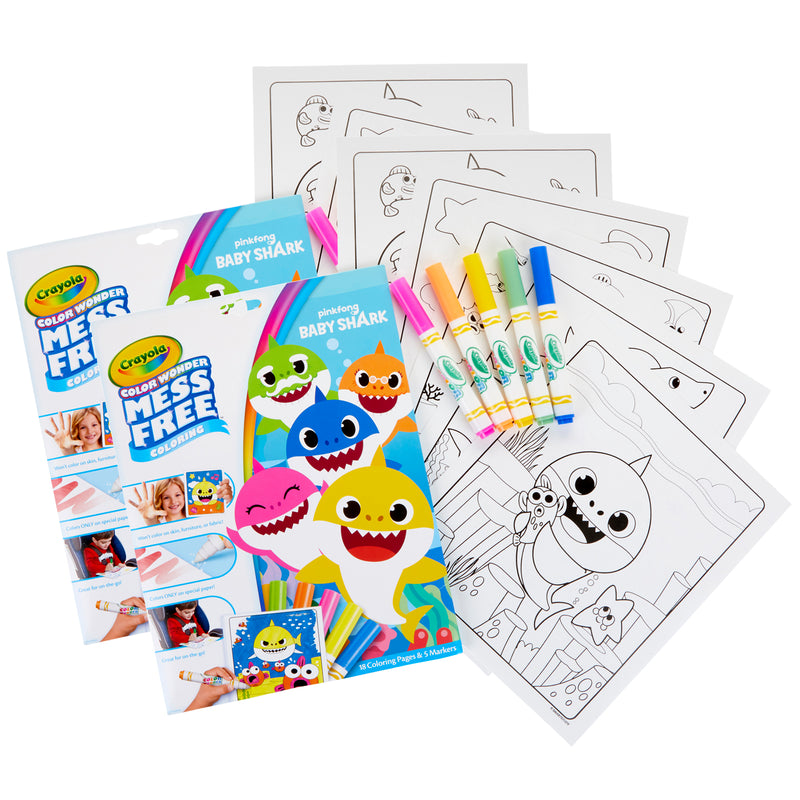 (2 St) Coloring Pad & Markers Baby Shark Color Wonder