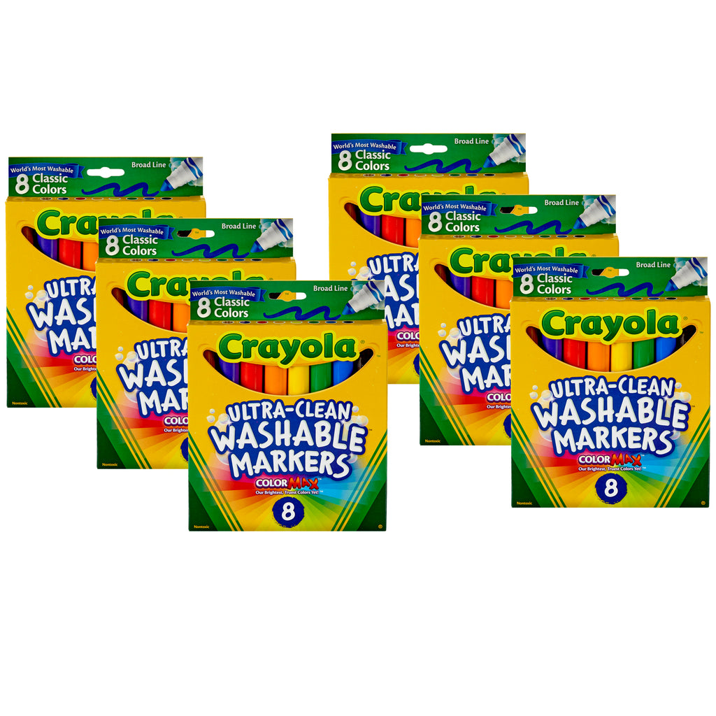 (6 Bx) Washable Coloring Markers 8ct Per Bx Colors