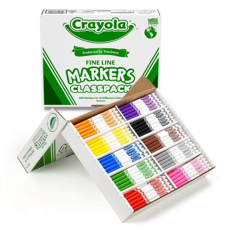 Crayola Classpack Markers 200 Ct Non Washable Fine Tip