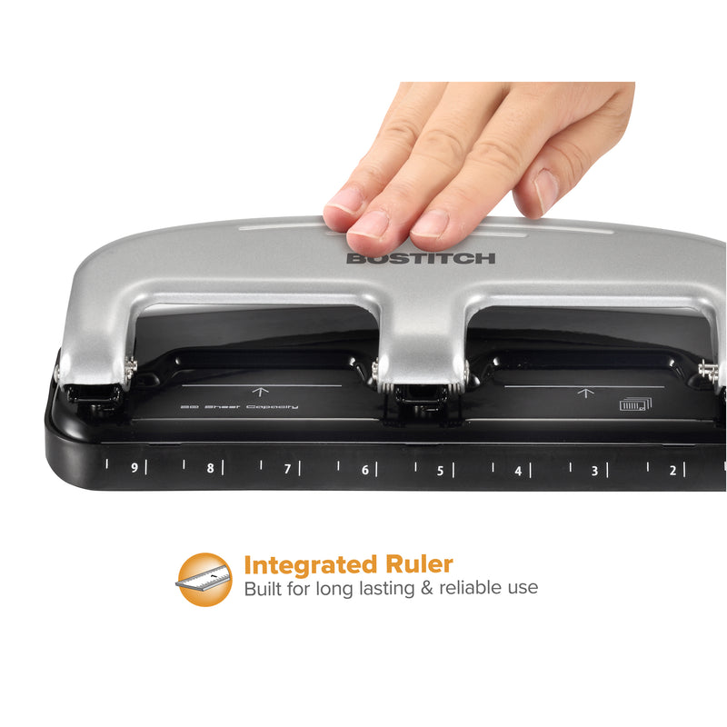 EZ Squeeze™ 3-Hole Punch, 20 Sheets, Silver-Black