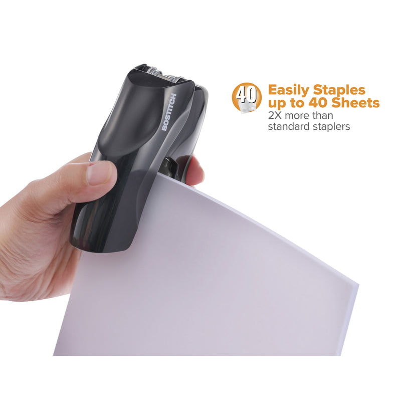 Flat Clinch Stapler, 40 Sheets, Black