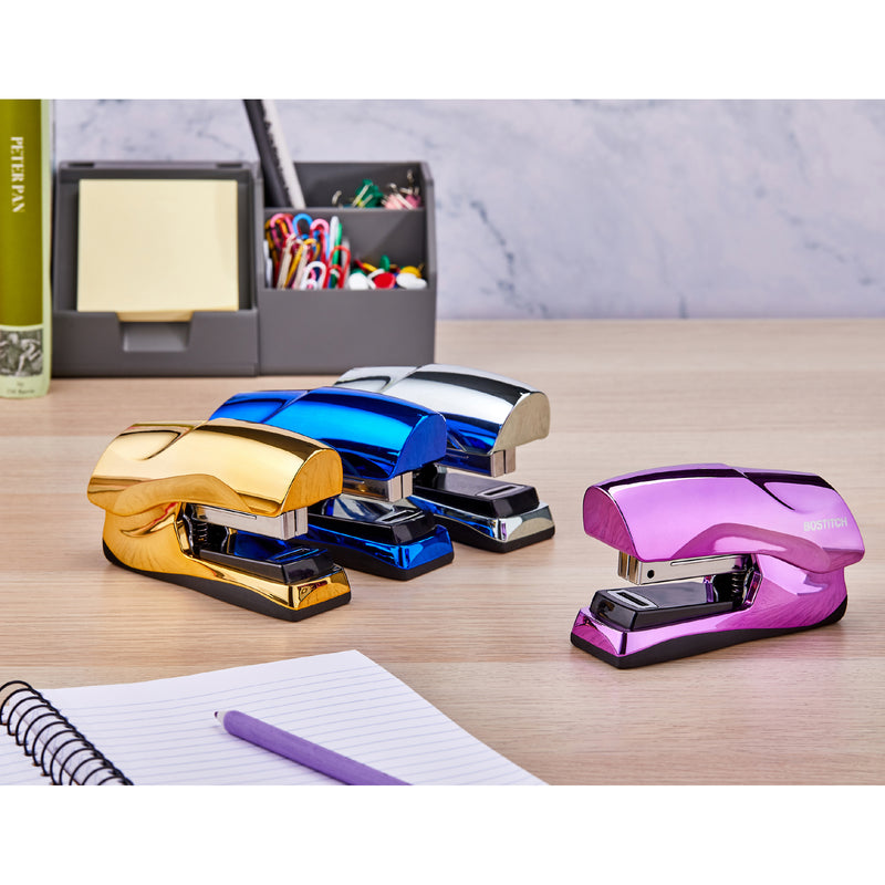 Flat Clinch Stapler, 40 Sheets, Metallic Purple