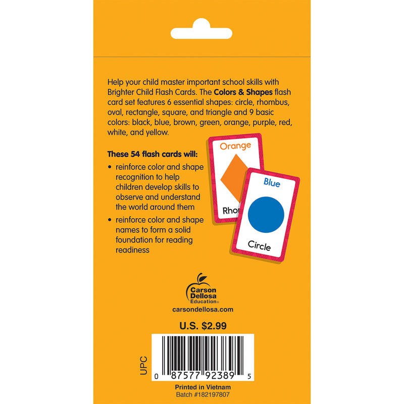 Colors and Shapes Flash Cards, 54 Cards