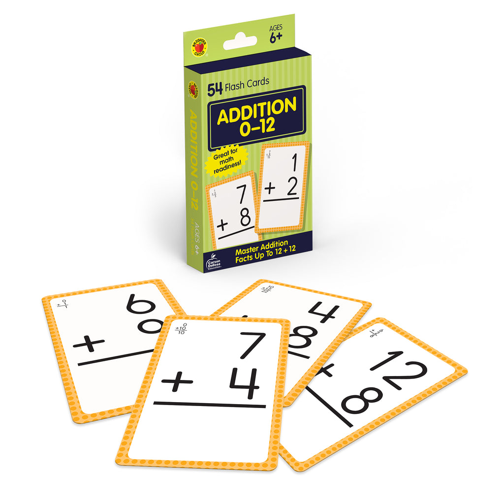 Addition 0 to 12 Flash Cards, 54 Cards
