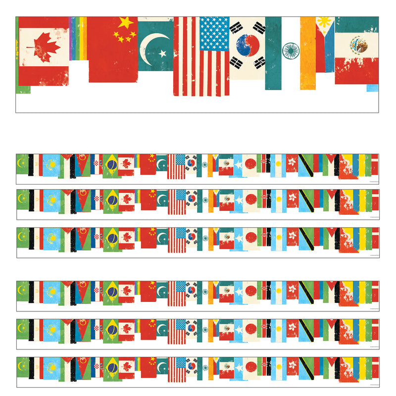 (6 Pk) Flags Straight Borders All Are Welcome