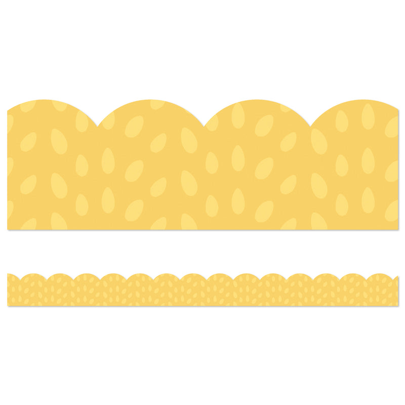Yellow W/painted Dots Scallop Bordr Grow Together
