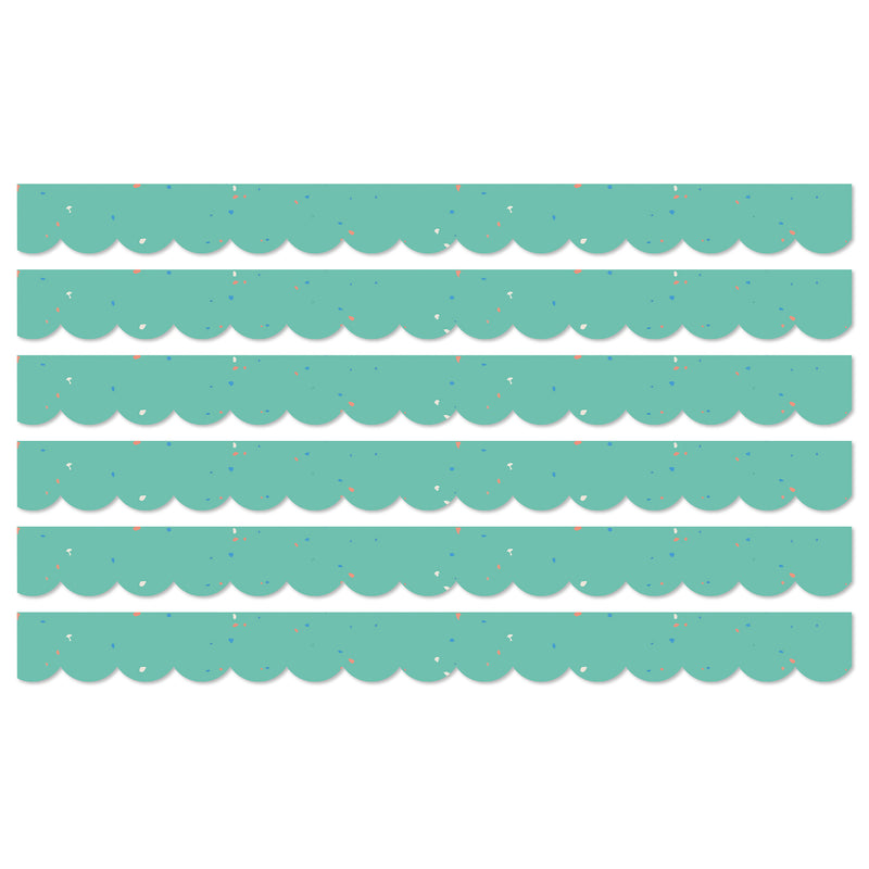 (6 Pk) Speckld Teal Scallop Borders