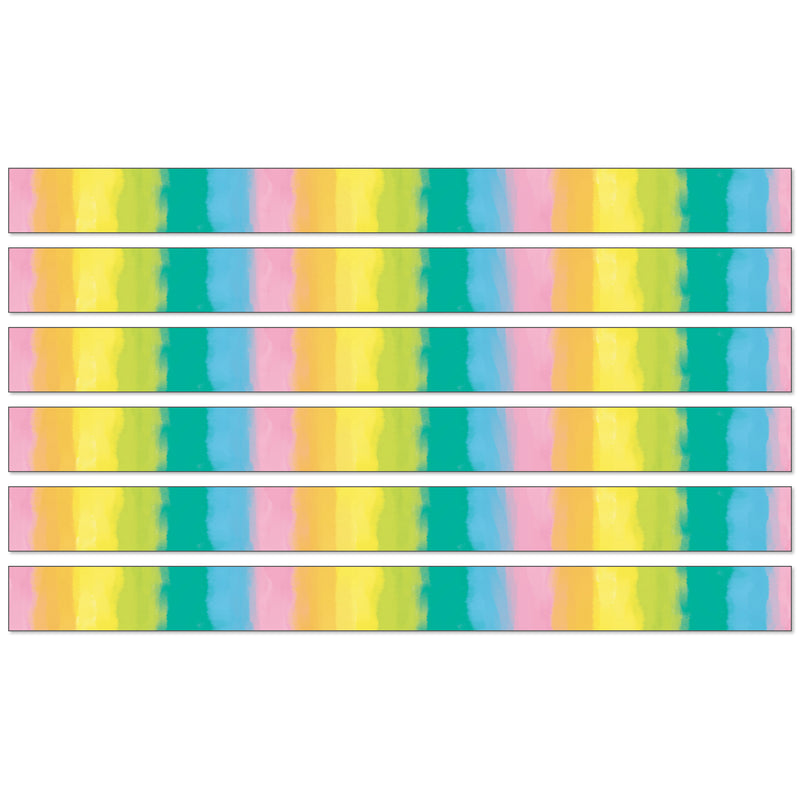 Creatively Inspired Watercolor Straight Borders, 36 Feet Per Pack, 6 Packs