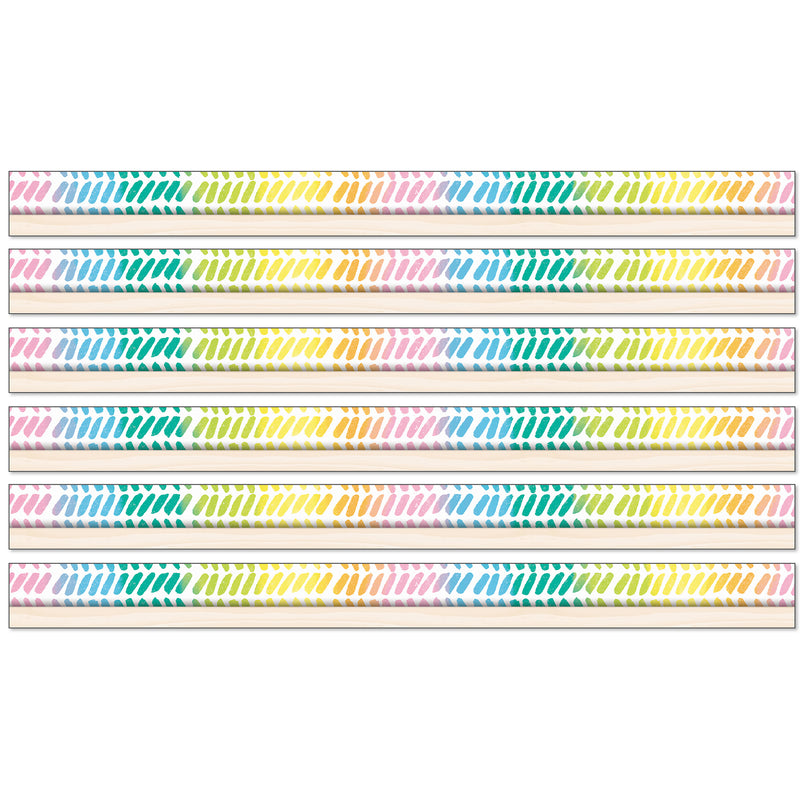 Creatively Inspired Watercolor Chevron Straight Borders, 36 Feet Per Pack, 6 Packs