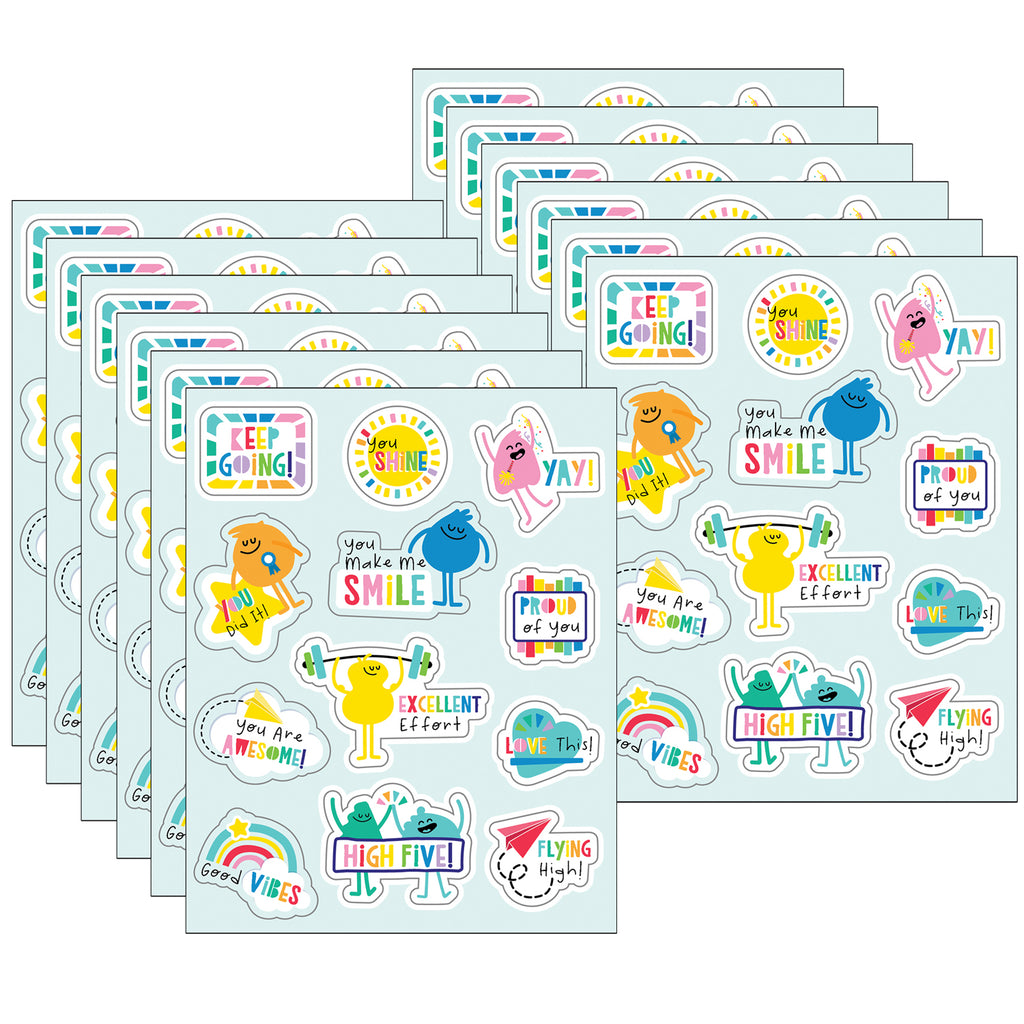 Happy Place Motivators Motivational Stickers, 72 Per Pack, 12 Packs